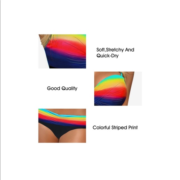Astylish Women Push Up Two Piece Bikini Swimsuit Swimwear Bathing Suit rainbow - Picture 7 of 8
